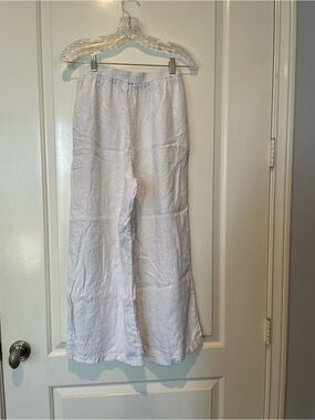 Puro Lino White Linen Relaxed Fit Pants